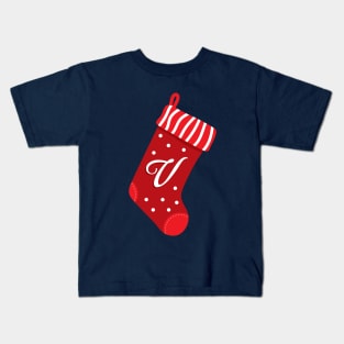 Christmas Stocking with Letter V Kids T-Shirt
